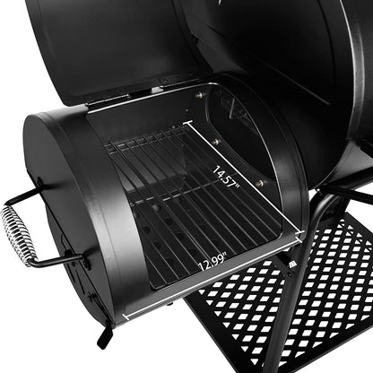 Charcoal Grill Offset Smoker Combo: Grill, Smoke, and Protect with Included Cover!