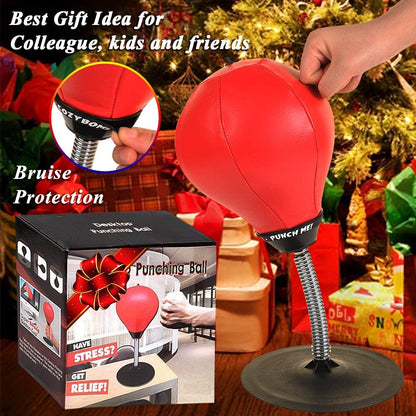 Desktop Punching Bag Gag Gifts for Him - Stress Buster Relief Free Standing Desk Table Boxing Punch Ball Suction Cup Reflex Strain and Tension Toys for Boys Him Father Kids (Red)