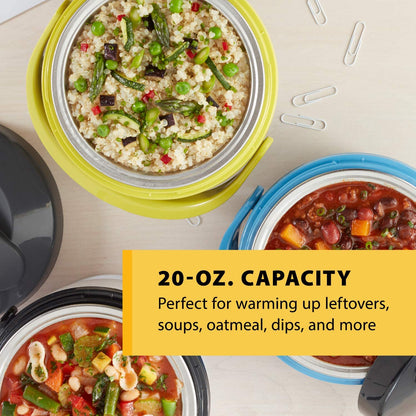 Portable Electric Lunch Box by Crockpot: On-The-Go Food Warmer, 20-Ounce Capacity, Grey/Lime Color