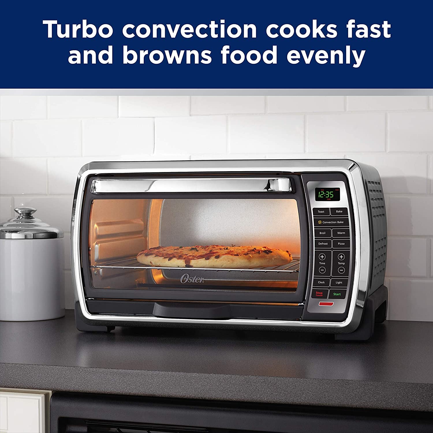Digital Convection Toaster Oven | Spacious 6-Slice Capacity, Black/Polished Stainless Steel