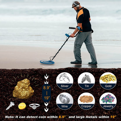 Professional Metal Detector for Adults & Kids Waterproof - 12'' IP68 Waterproof Search Coil, 6 Modes - Professional High Accuracy Gold Detector with LCD Display, Advanced DSP Chip, Tool&Accessories