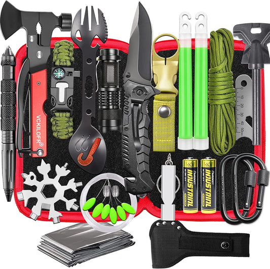 Comprehensive 32-in-1 Camping Survival Gear and Equipment Kit: Ideal Gifts for Men, Dad, Husband, and Fathers. Cool Gadgets for Christmas, Birthdays, and More - Perfect for Outdoor Activities like Fishing, Hiking, and Emergencies