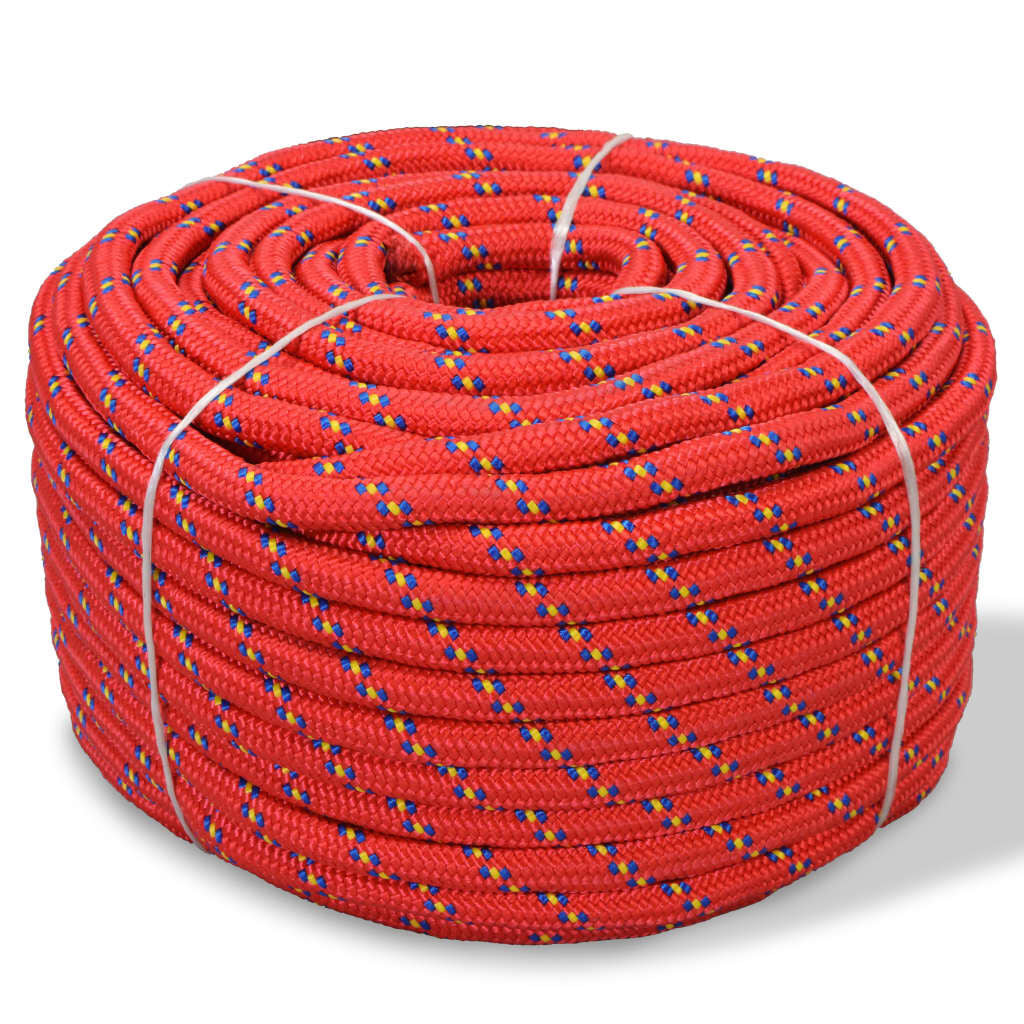Red Polypropylene Marine Rope, 0.31" Diameter, 3937" Length