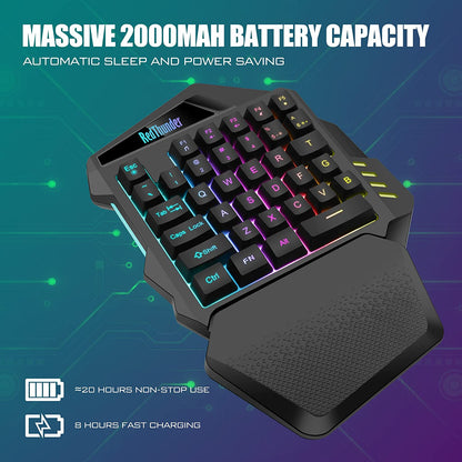 Rechargeable 2.4GHz RGB Backlit Wireless Gaming Keyboard with Mini Keypad - Optimized for PC Gamers