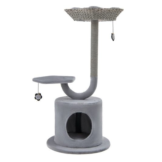 "Premium 42-Inch Cat Tower Featuring a Sturdy Curved Metal Frame, Ideal for Cats of All Sizes"