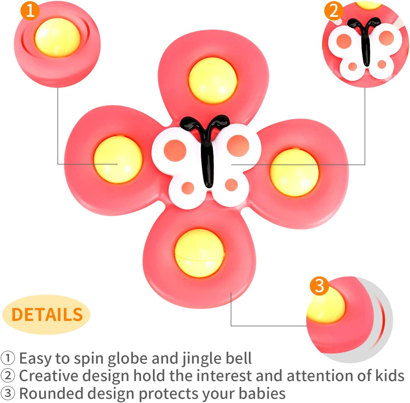Set of 3 Suction Cup Spinner Toys for 1-2 Year Olds | Spinning Top Baby Toys for 12-18 Month Olds | Baby Gifts for 1 Year Olds | Sensory Toys for Toddlers 1-3 Years Old