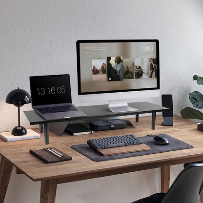 Adjustable Dual Monitor Stand Riser for Desk, Large Size, 32-40 Inch Screens, Desktop Organizer Shelf Stand for Computer, Laptop, PC, Tv