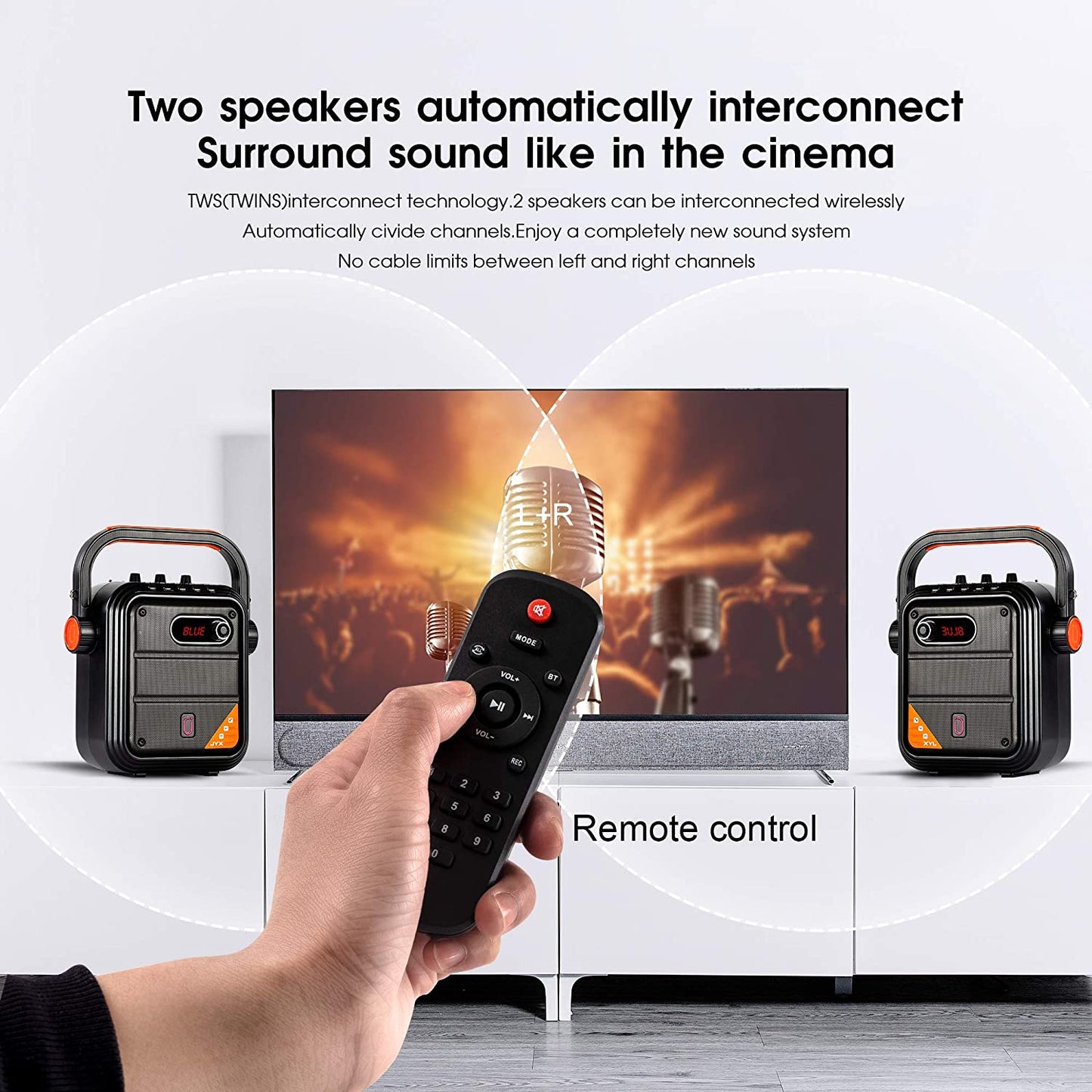 Professional Karaoke System with Dual UHF Wireless Microphones, High Capacity Battery, and Bluetooth 5.0 Connectivity - Ideal for Parties, Events, and Performances