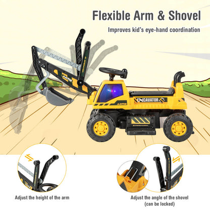 ASTM Certified Kids' Ride-On Bulldozer with Front Digger Shovel