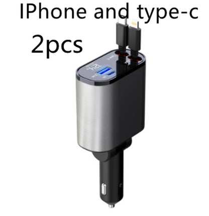 High-Speed 100W Metal Car Charger with USB and TYPE-C Adapter