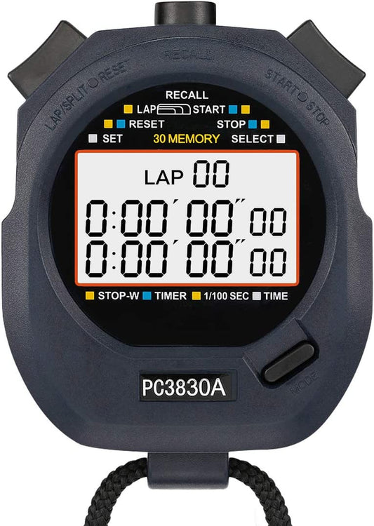 Professional Stopwatch with Large Split Memory, Extra Large Digital Screen, and Water Resistance for Sports Games and Timers