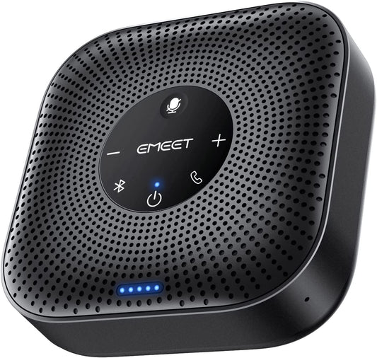 Conference Speakerphone with 4 AI Mics, 360° Voice Pickup, Noise Reduction, USB C, and Bluetooth Connectivity - Ideal for Groups of 8 with Daisy Chain Capability for up to 16 Participants - Compatible with Leading Conference Softwar