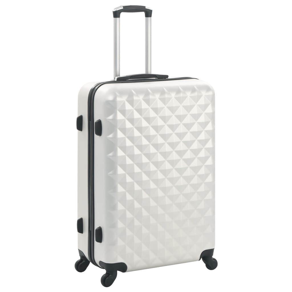 Durable 3-Piece ABS Hardcase Trolley Set in Bright Silver