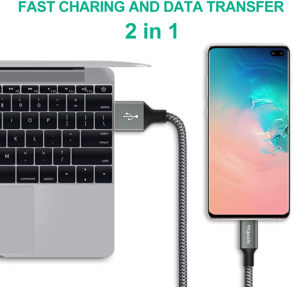Professional Grade 2-Pack of 3Ft USB C Cables with 3A Fast Charging Capability - USB A to Type C Charger Cord, Braided Design