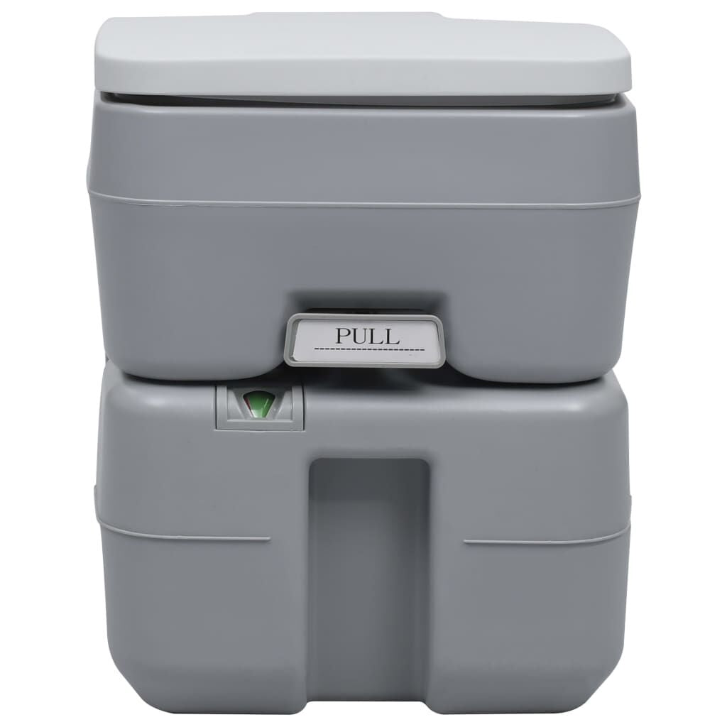 Compact Gray Camping Toilet with 5.3+2.6 Gallon Capacity