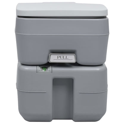 Compact Gray Camping Toilet with 5.3+2.6 Gallon Capacity