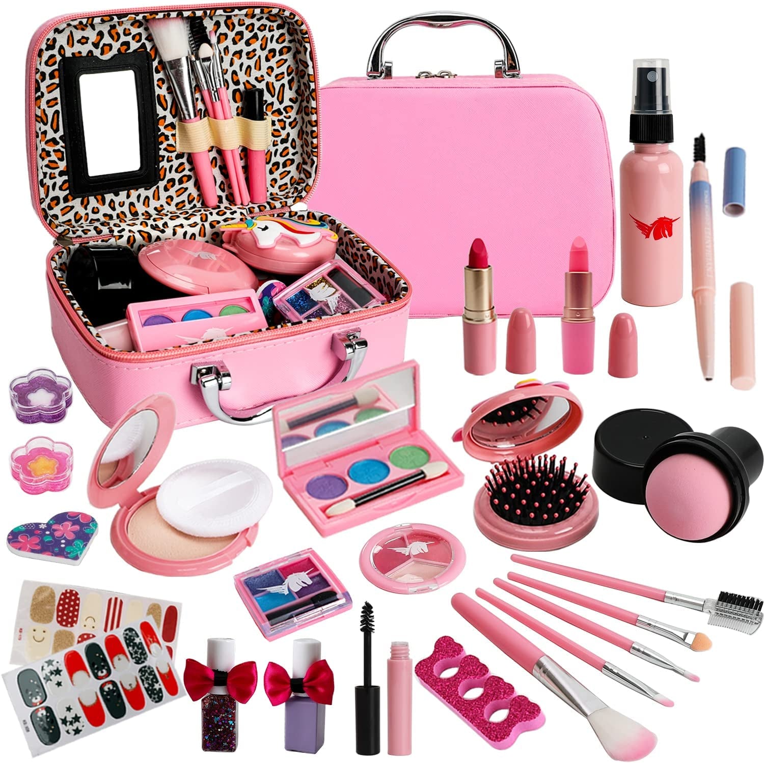 Deluxe Washable Makeup Kit for Kids - Genuine Cosmetic Set for Girls, Little Girl's Makeup Collection for Toddlers and Young Princesses, Gifts for Girls Ages 4-10