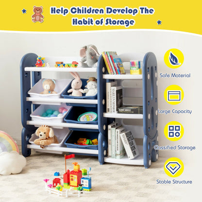 Children's Toy Storage Organizer with Bins and Multi-Level Shelf for Bedroom or Playroom