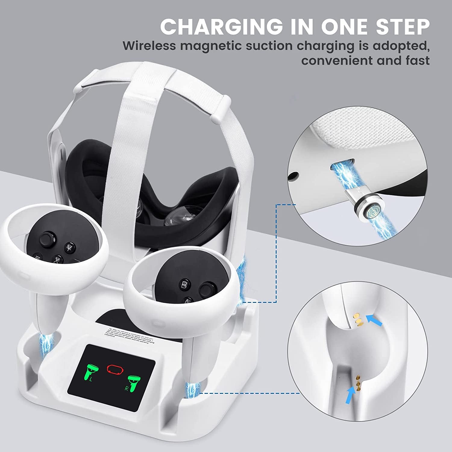 VR Charging Dock for Oculus Quest 2: Charging Station with Rechargeable Batteries, USB-C Charger, and Elite Strap Compatibility