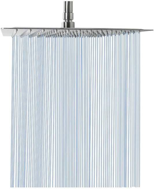 Stainless Steel Square Rainfall Showerhead with High Flow, Waterfall Bath Shower Body Covering - Ceiling or Wall Mount (12 Inch, Brushed Nickel)