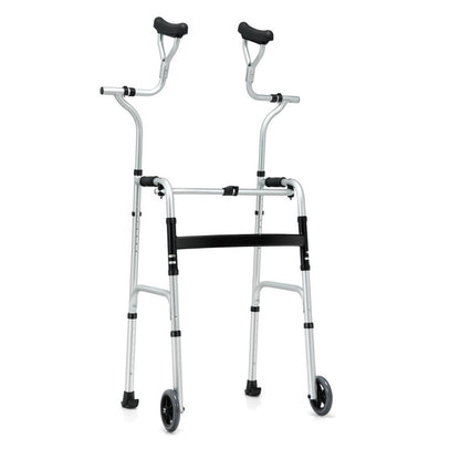 Portable Folding Rehabilitation Walker with 5-Inch Wheels for Enhanced Mobility