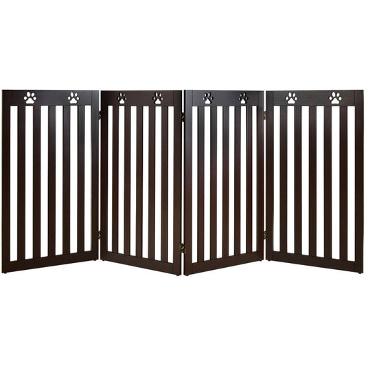 "Premium 36-Inch Folding Wooden Freestanding Pet Gate with 360° Hinge"