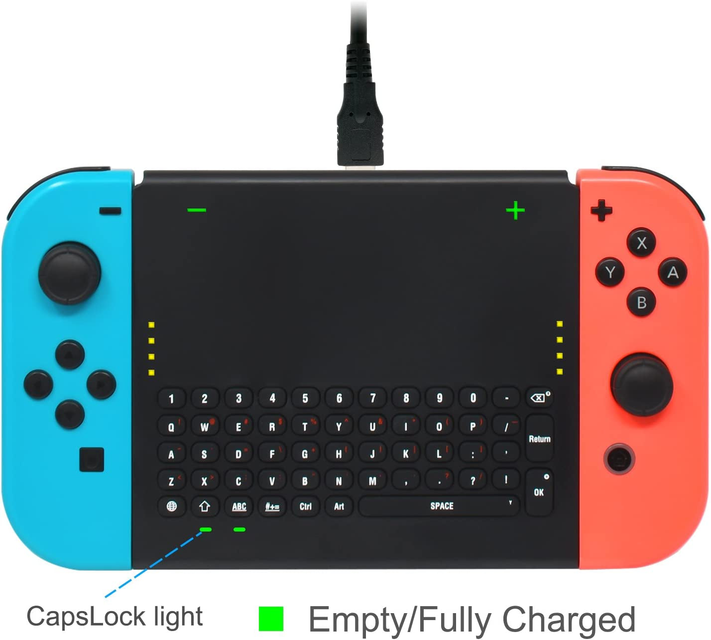 2.4G Wireless Keyboard with USB Receiver for Nintendo Switch/Switch OLED - Rechargeable Handheld Remote Control Gamepad Chatpad Message Keyboard