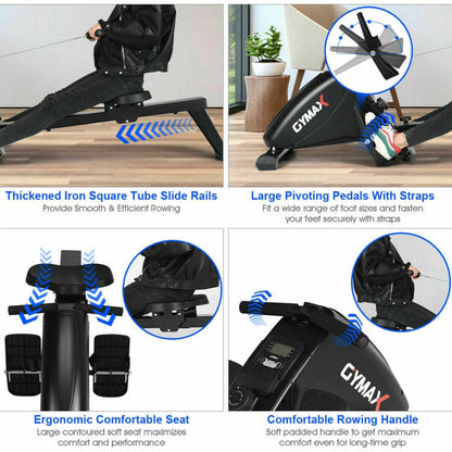 Premium Foldable Magnetic Rowing Machine with Adjustable Resistance and Quiet Operation