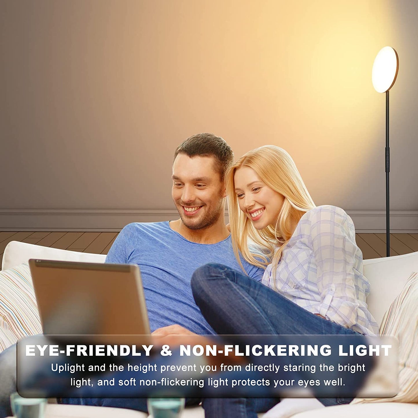 Enhanced 36W High Luminosity Dimmable Torchiere LED Floor Lamp with Remote & Touch Control, Delivering 3000LM Stepless Color Temperature Settings (2700K-6500K) Ideal for Living Rooms, Bedrooms, and Offices