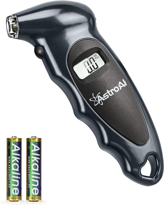 High-Quality Digital Tire Pressure Gauge with Replaceable AAA Battery, 150 PSI 4 Settings, Backlit LCD, Non-Slip Grip, Suitable for Car, Truck, Bicycle & More