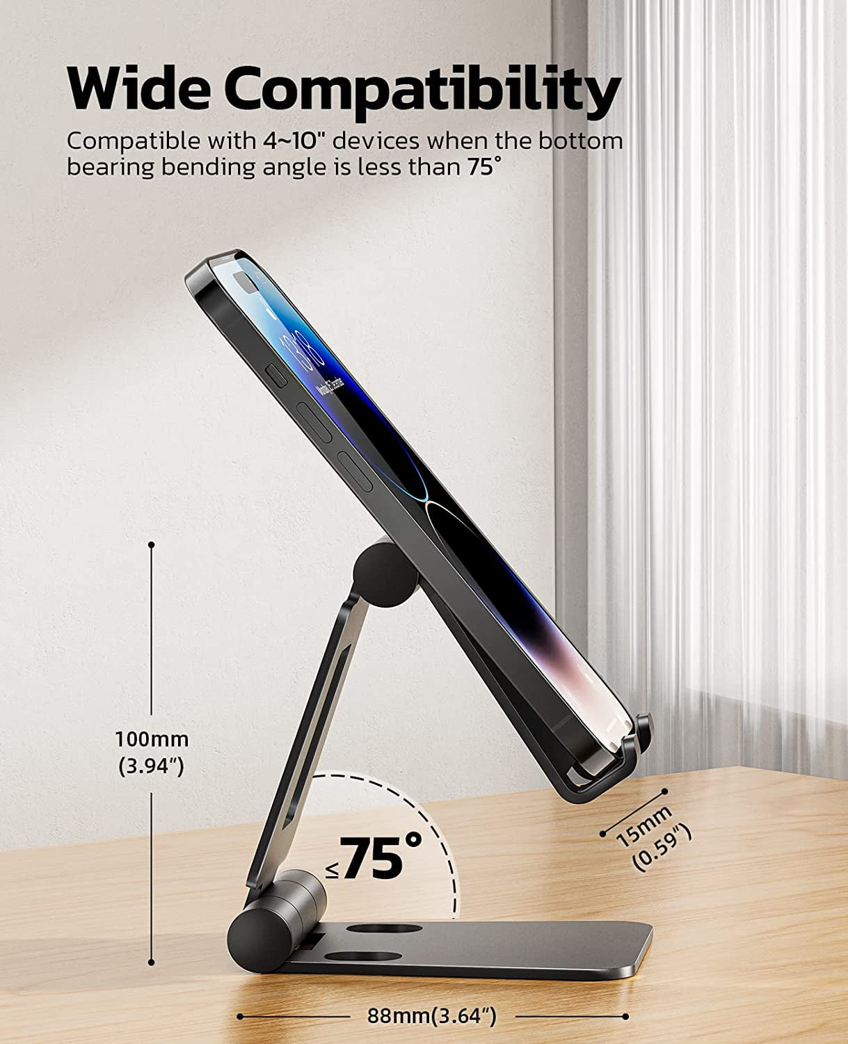 Adjustable Dual Folding Cell Phone Stand: Versatile Foldable Desktop Holder for Phones, Tablets, Nintendo Switch