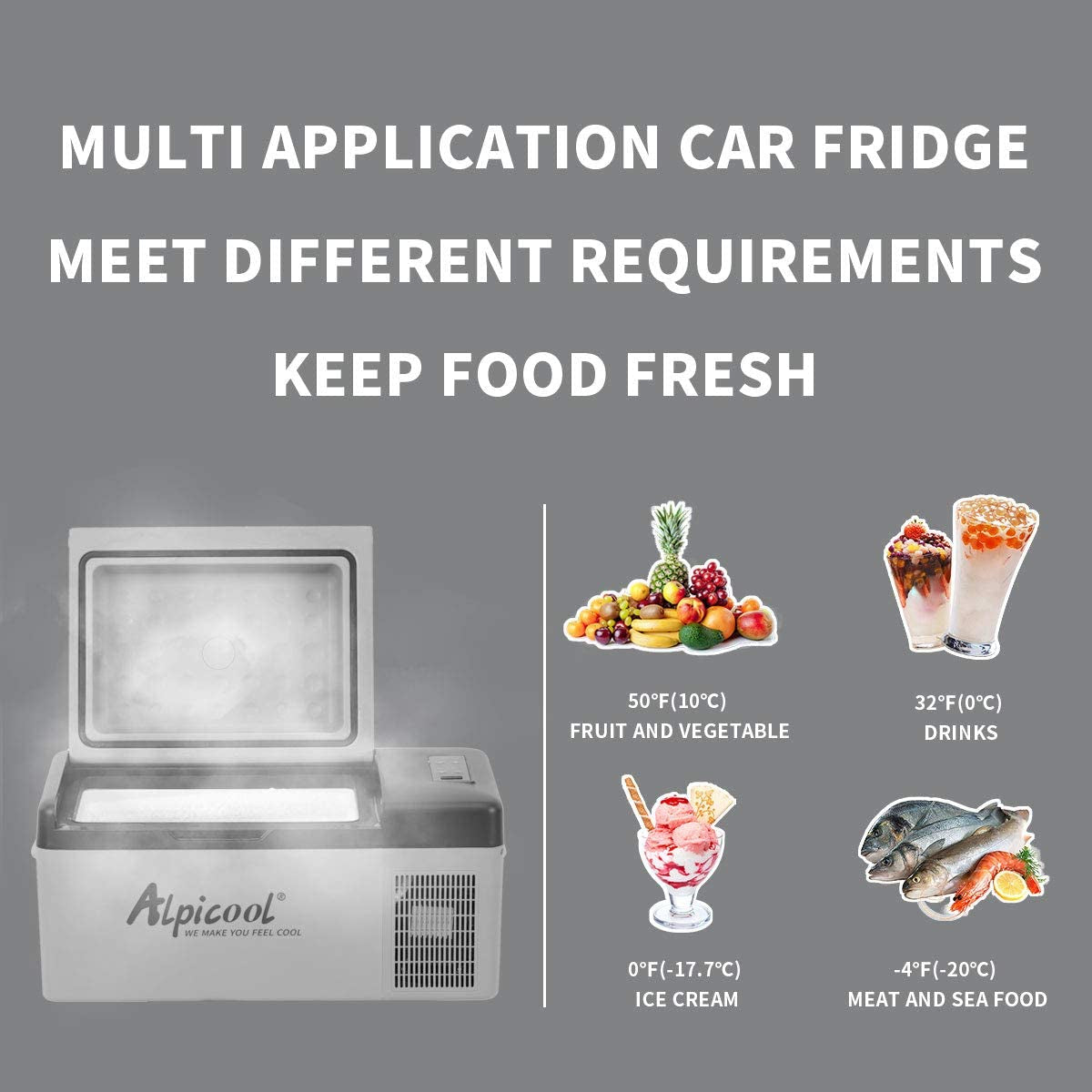 Premium Portable Freezer - 12V Car Refrigerator, 16 Quart (15 Liter) High-Speed Cooling -4℉~68℉, Car Cooler, Dual Power Options for Outdoor Activities, Camping, RV, Truck, Boat