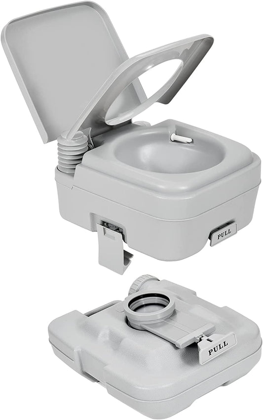 Portable Camping Toilet with 2.6 Gallon Capacity, Press Flush Pump, and Leak-Proof Seal Ring - Perfect for Recreational Vehicle Travel, Boating, Hiking, and Excursions