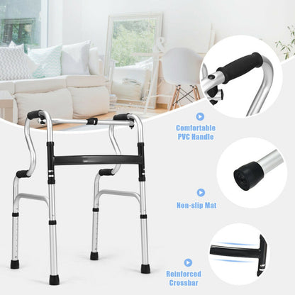 Compact Aluminum Folding Walker with Easy One-Button Operation