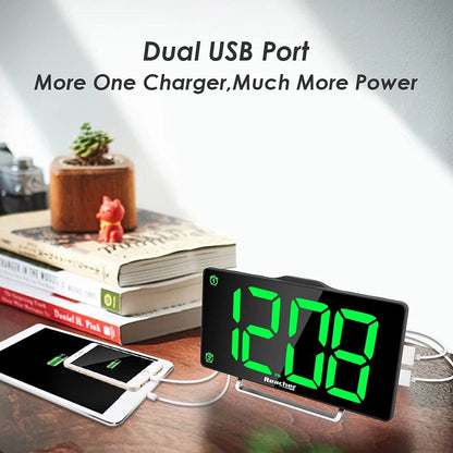 9" LED Digital Display Dual Alarm Clock with USB Charger Port and Dimmer - Ideal for Seniors, Simple Bedside Clock with Large Numbers for Bedrooms