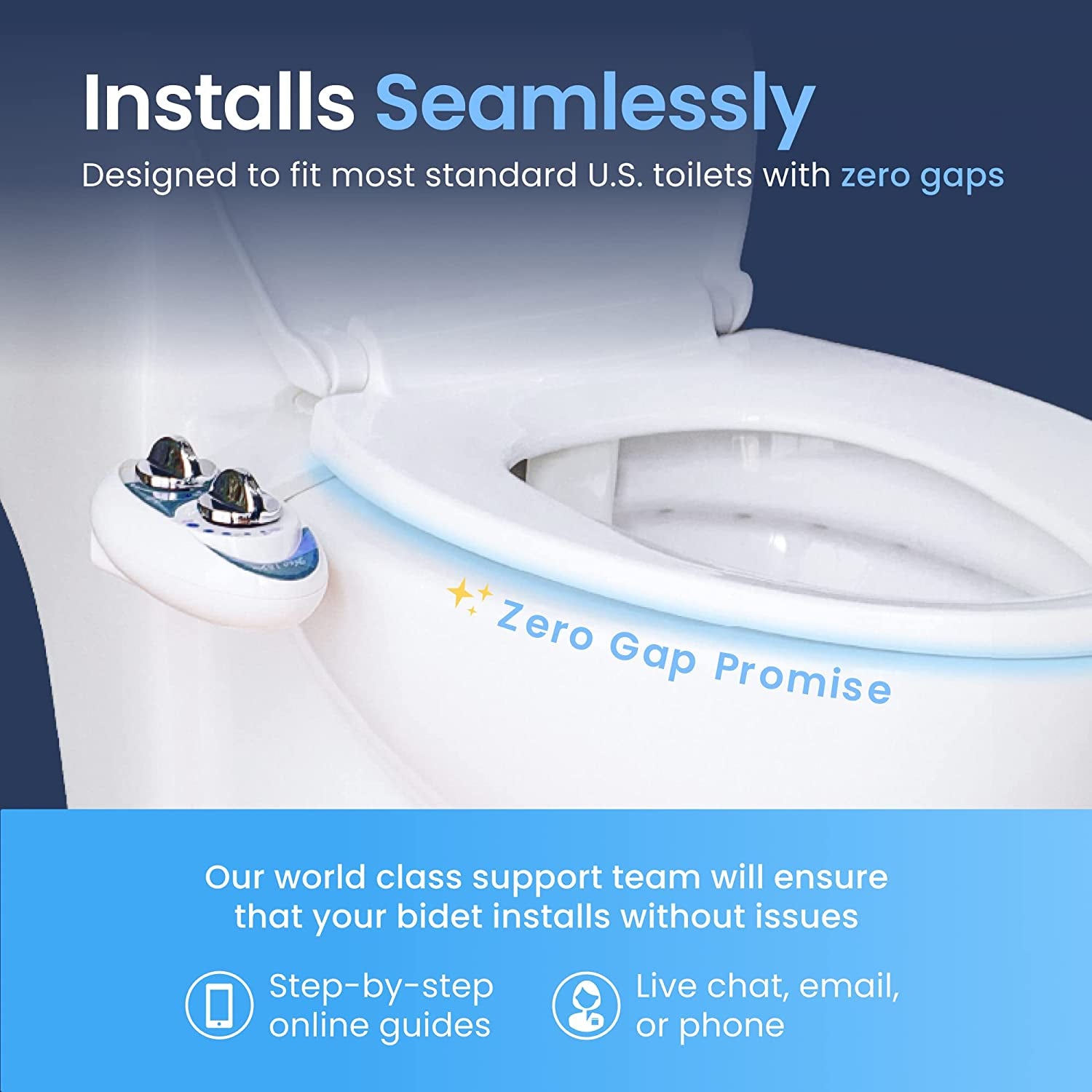 Hygienic Self-Cleaning Nozzle - Fresh Water Non-Electric Bidet Toilet Attachment 
