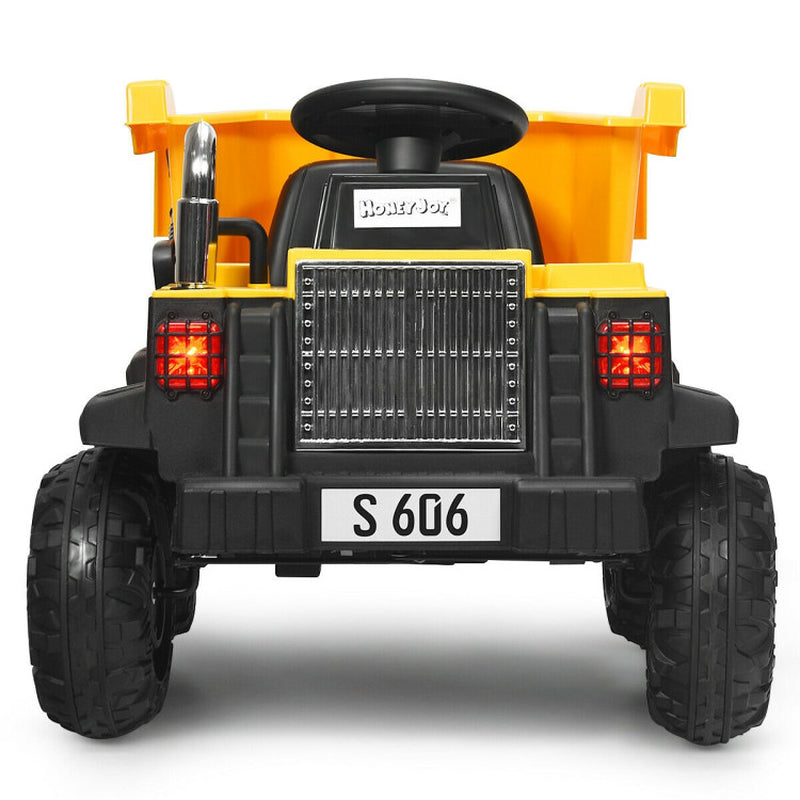 Electric 12V Battery-Powered Kids Ride-On Dump Truck with Electric Bucket and Dump Bed