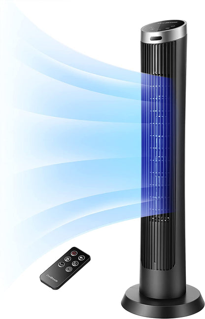 Digital Electric Tower Fan with Remote Control and LED Display - Bladeless Floor Fan for Cooling and Quiet Operation, Ideal for Indoor Use in Living Room or Bedroom (36 Inch)