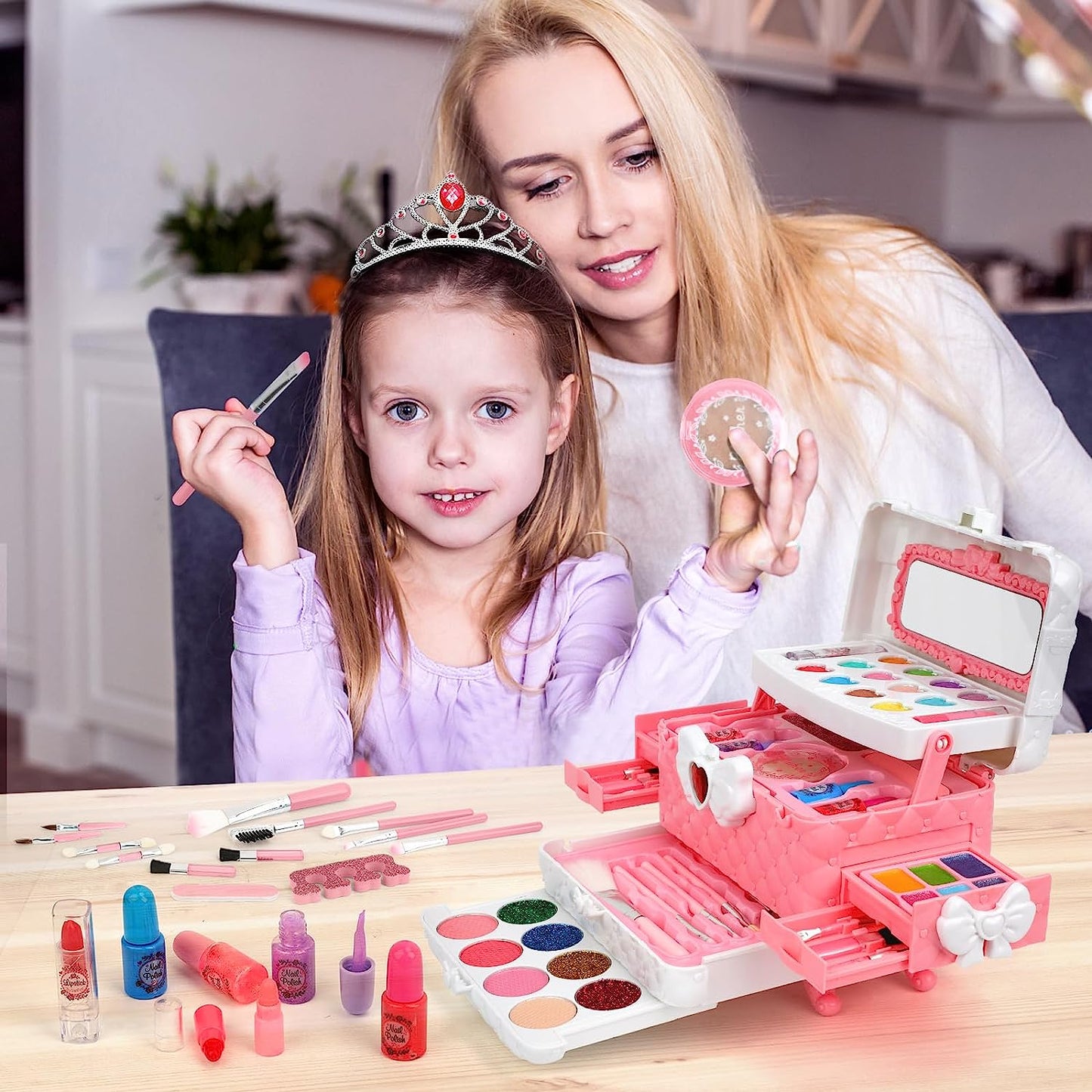 60-Piece Washable Kids Makeup Kit for Girls -Gift for Girls Ages 4-9