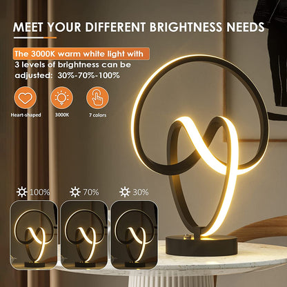 Contemporary Table Lamps, RGB Touch Dimmable Bedside Lamp, LED Spiral Lamp for Bedroom, Unique Lamps with 10 Lighting Modes, Stylish Décor for Bedroom Living Room Office, Ideal for Holiday Gifts