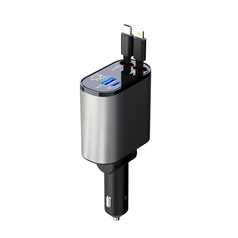 High-Speed 100W Metal Car Charger with USB and TYPE-C Adapter