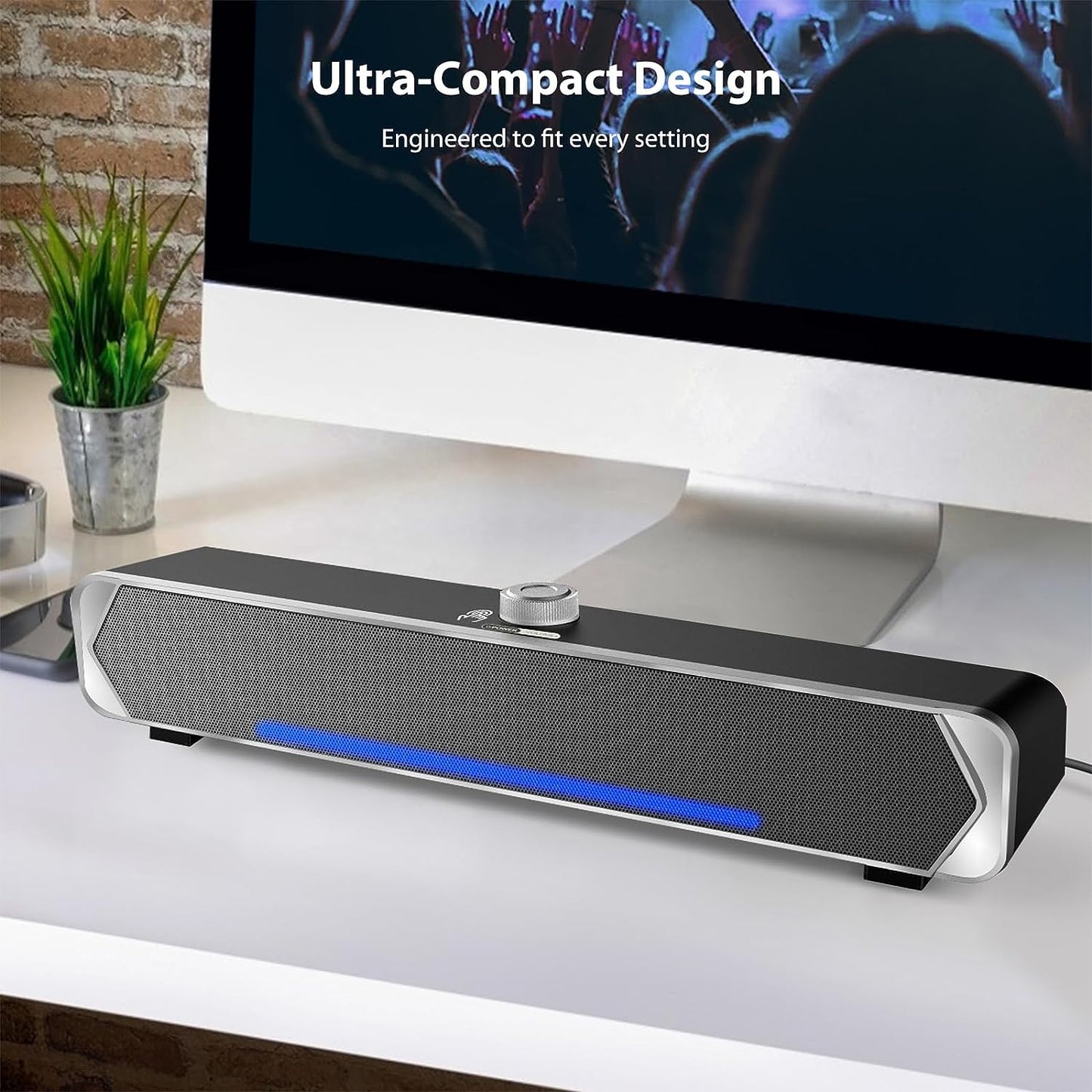 Desktop Monitor Computer Speakers: Bluetooth Soundbar with High-Fidelity Stereo Sound, USB-Powered Bar Speaker, Desktop Computers, Laptops
