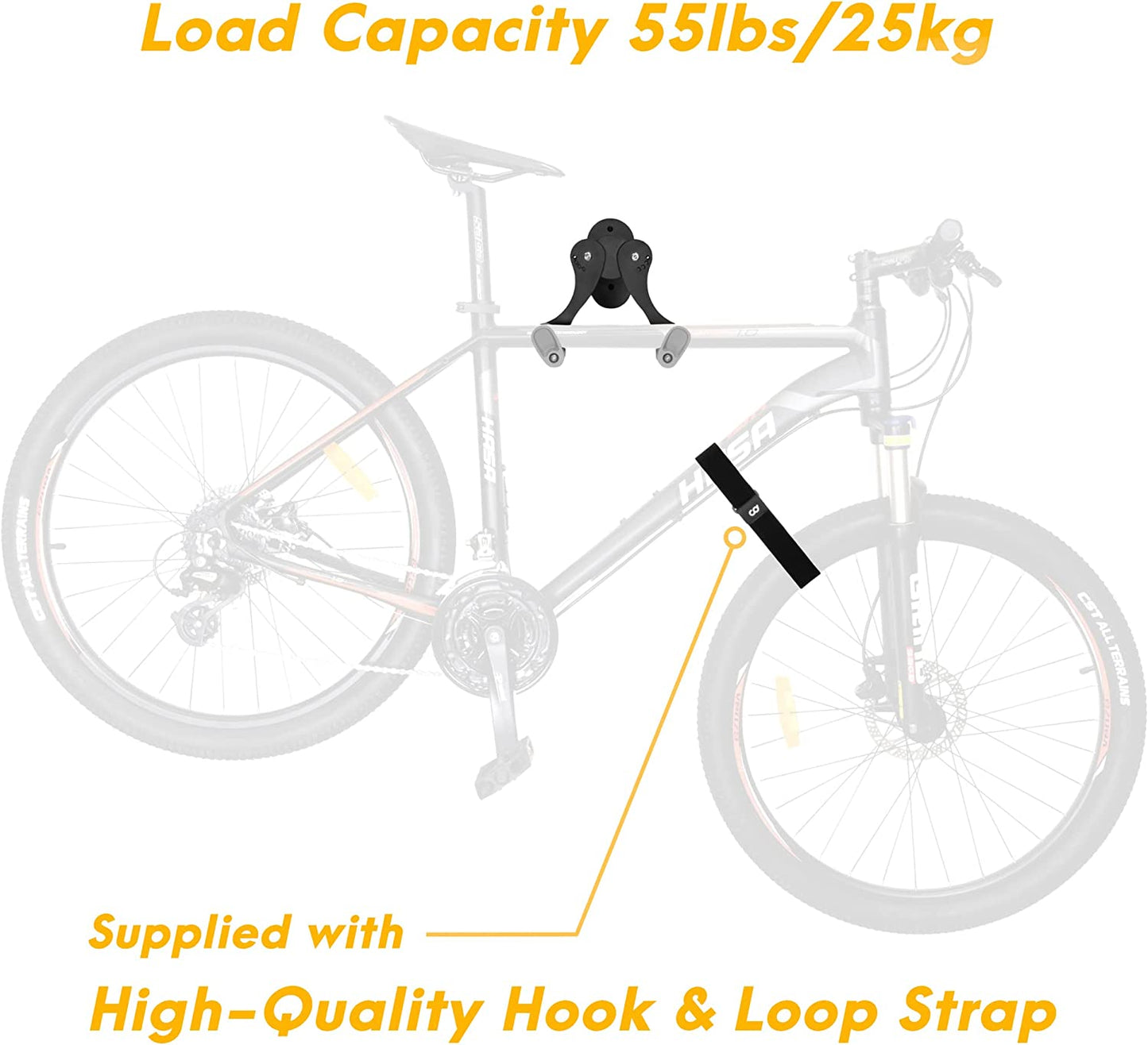 Adjustable and Foldable Bike Wall Mount Rack - Secure Indoor Storage Solution for MTB and Road Bicycles Ideal for Garage or Home Use