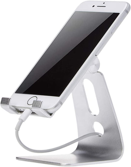 Silver Adjustable Aluminum Cell Phone Desk Stand for iPhone and Android