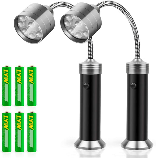 360 Degree Flexible Gooseneck BBQ Grill Light with Magnetic Base - Super-Bright LED Lights,  Pack of 2, Batteries Included