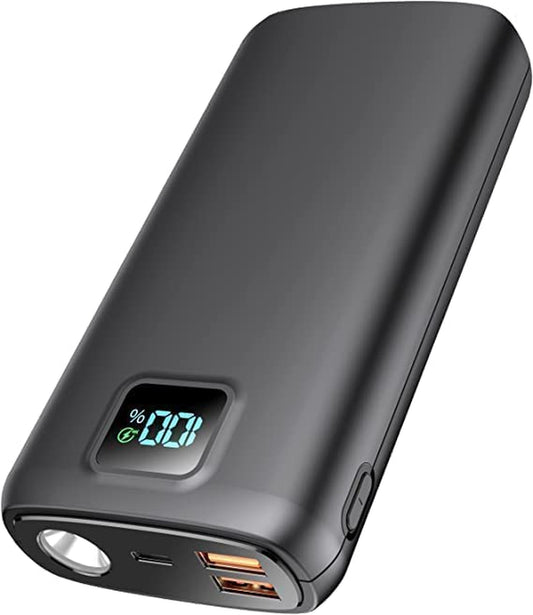 40000mAh Portable Charger Power Bank with PD 30W & QC 4.0 Quick Charging, LED Display, Bright Flashlight - Carbon Black