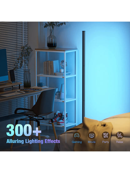 Smart RGB-IC Dream Color Floor Lamp with Music Sync, Modern 16 Million Color Changing Standing Mood Light with APP & Remote Control, Gaming Room Decor