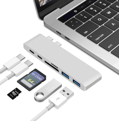 USB Type C Hub with TF SD Card Reader, 3.0 Adapter, and PD Power - USB C Hub Dock - Apple-Compatible 