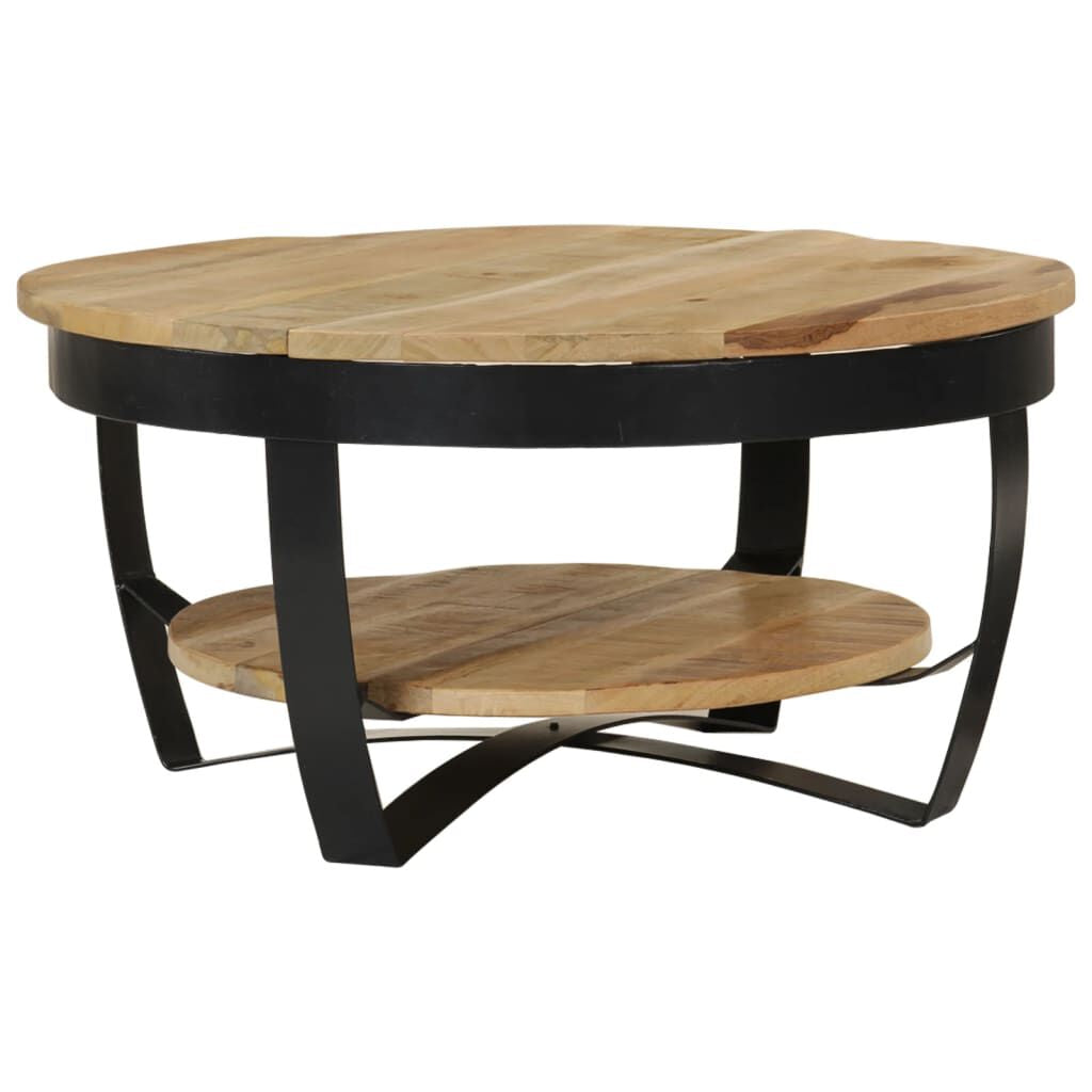 Solid Rough Mango Wood Coffee Table - Dimensions: 25.6" x 12.6"