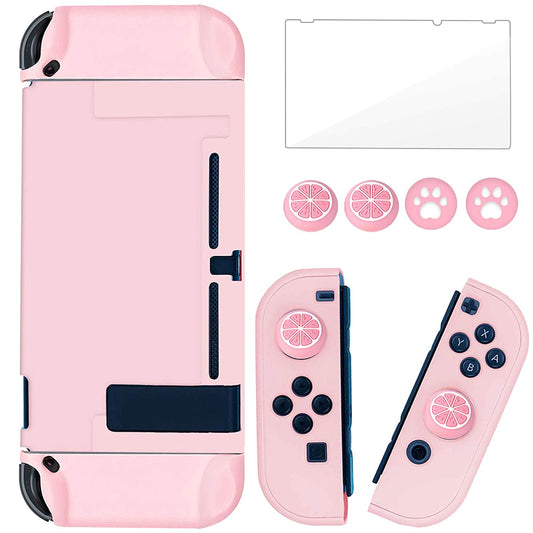 Protective Case for Nintendo Switch, Including Glass Screen Protector - Pink